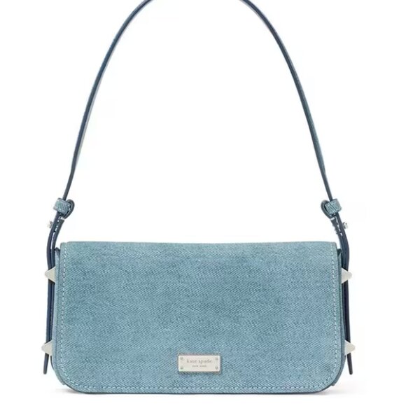 Kate Spade New York Liv Denim Suede Small East-West Shoulder Bag NWT - Picture 1 of 6